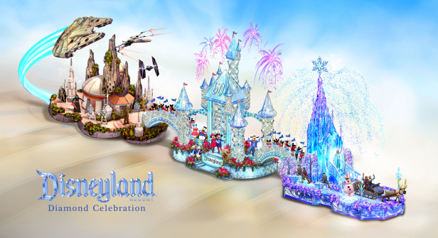 Una carroza espectacular celebra el Aniversario de Diamante del Disneyland Resort, el mundo de “Frozen” y la Galaxia de Star War.