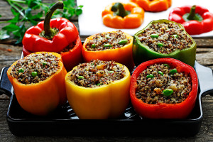 Quinoa Stuffed Tri-Colored Bell Peppers 1